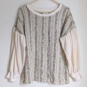 Anthropologie Deletta Textured Knit Sweater Cream Multi Size M